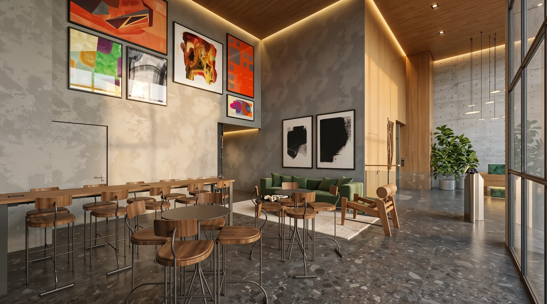 Lounge de convivência no térreo